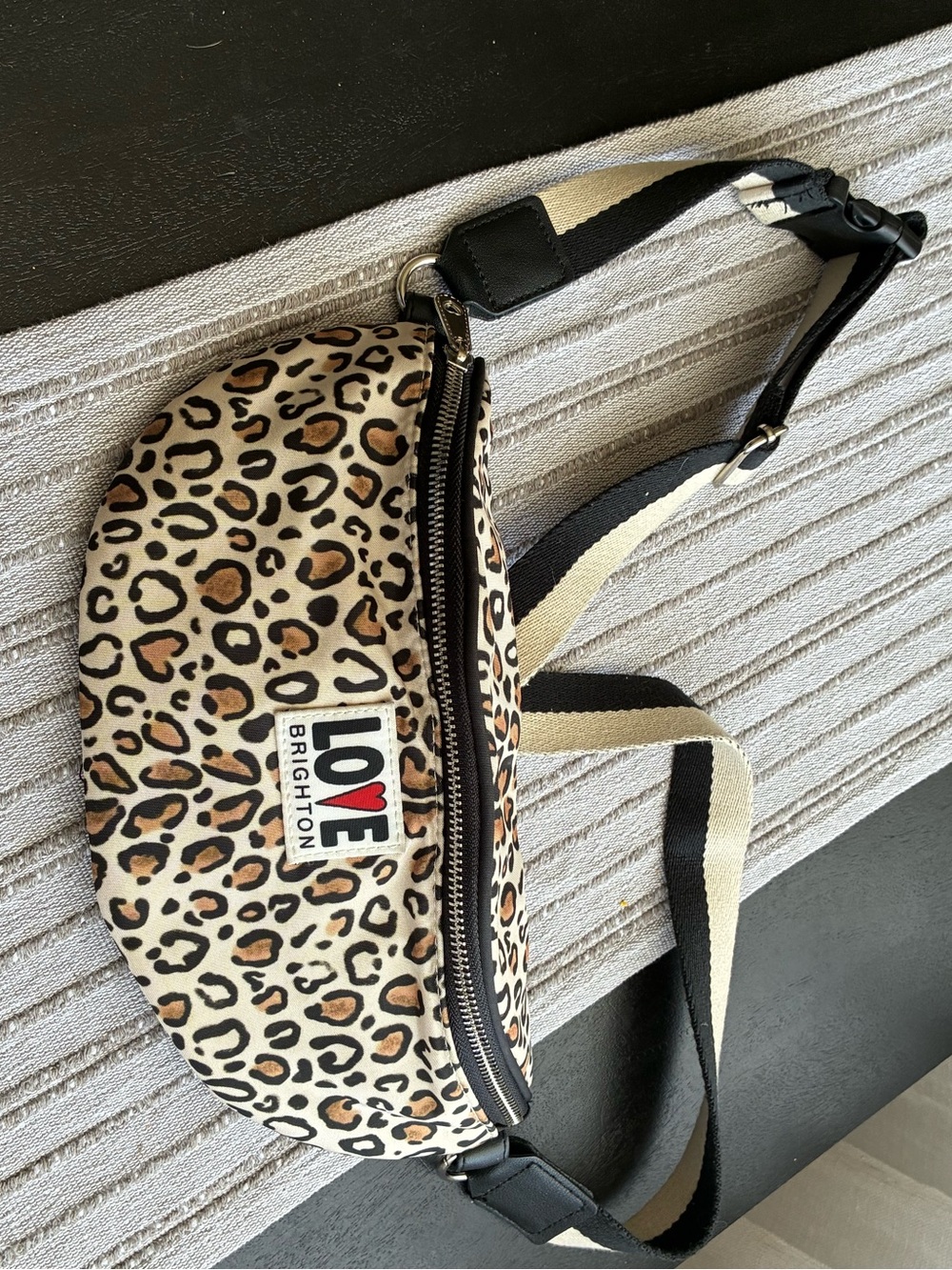 Brighton Leopard Print Crossbody Bag in Tan, Black & Cream
